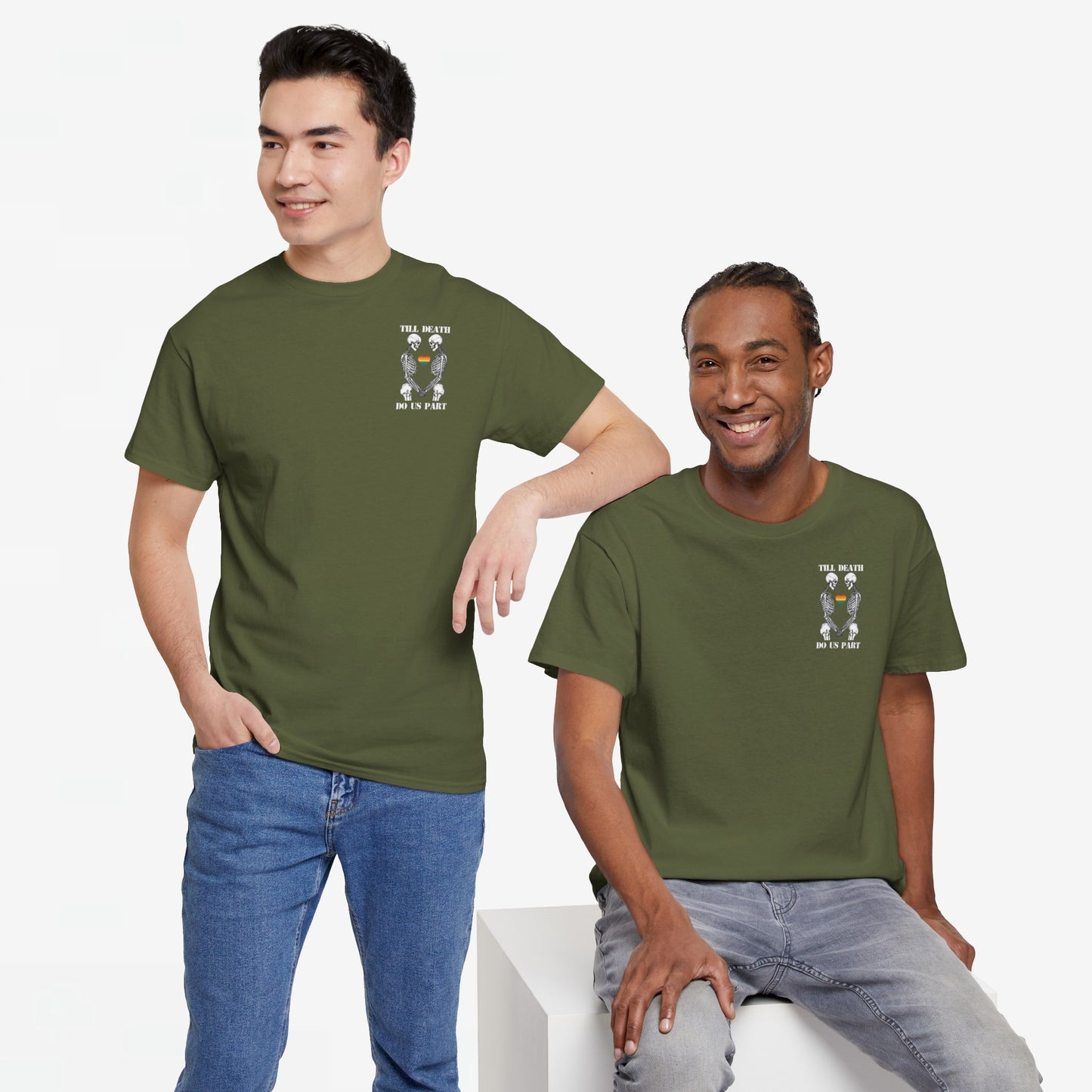 Gay Pride T-shirt - Skelet Echtpaar Till Death Do Us Part - Back Print - Oversized #74