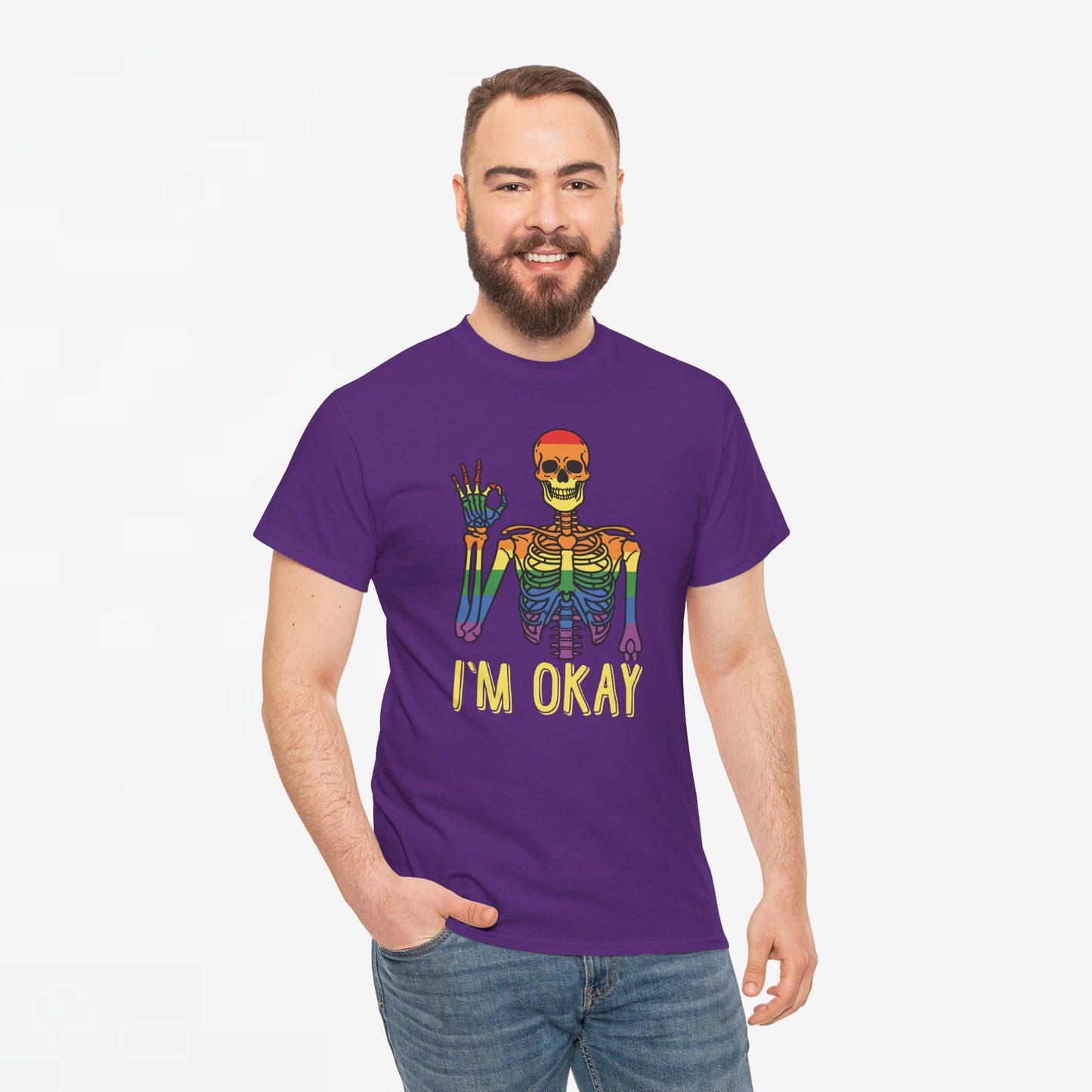 Gay Pride T-shirt - Skelet I'm Okay - Oversized #69