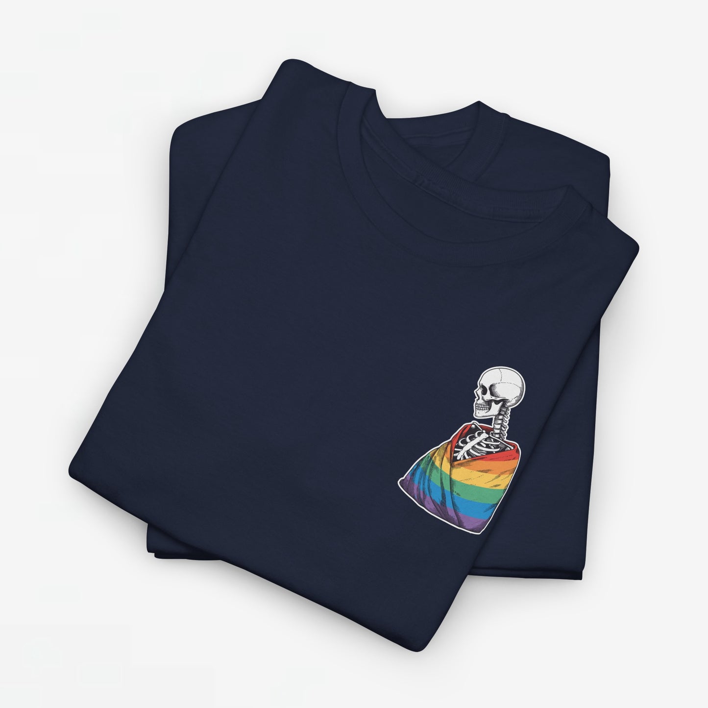 Gay Pride T-shirt - Skelet Regenboog Pride Vlag - Back Print - Oversized #76