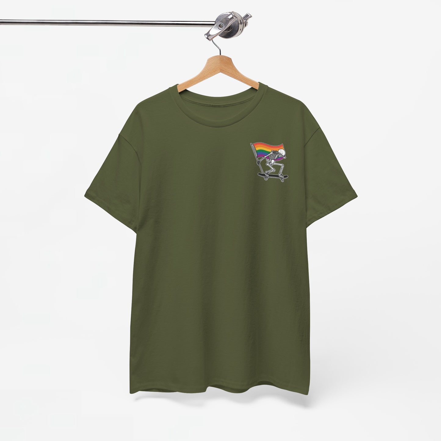 Gay Pride T-shirt - Skelet Pride Regenboog Flag - Back Print - Oversized #71