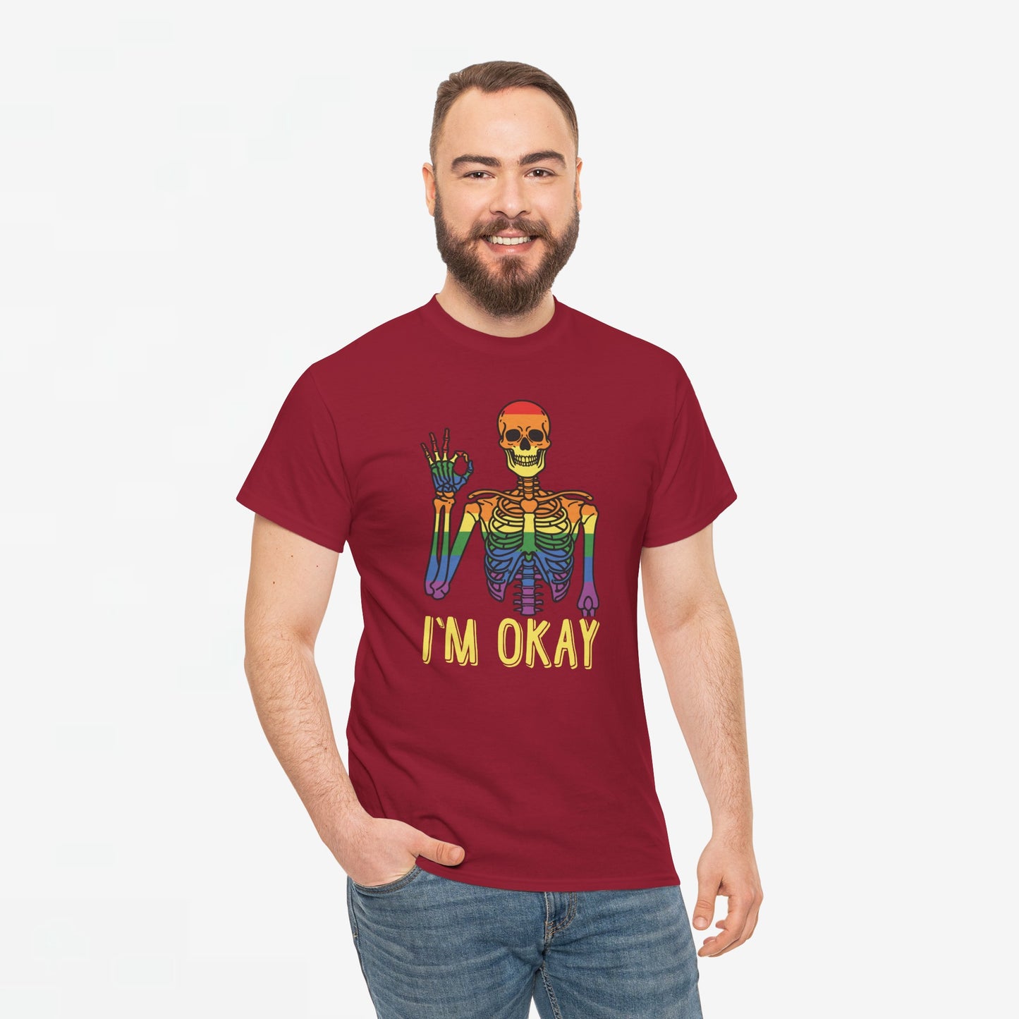 Gay Pride T-shirt - Skelet I'm Okay - Oversized #69