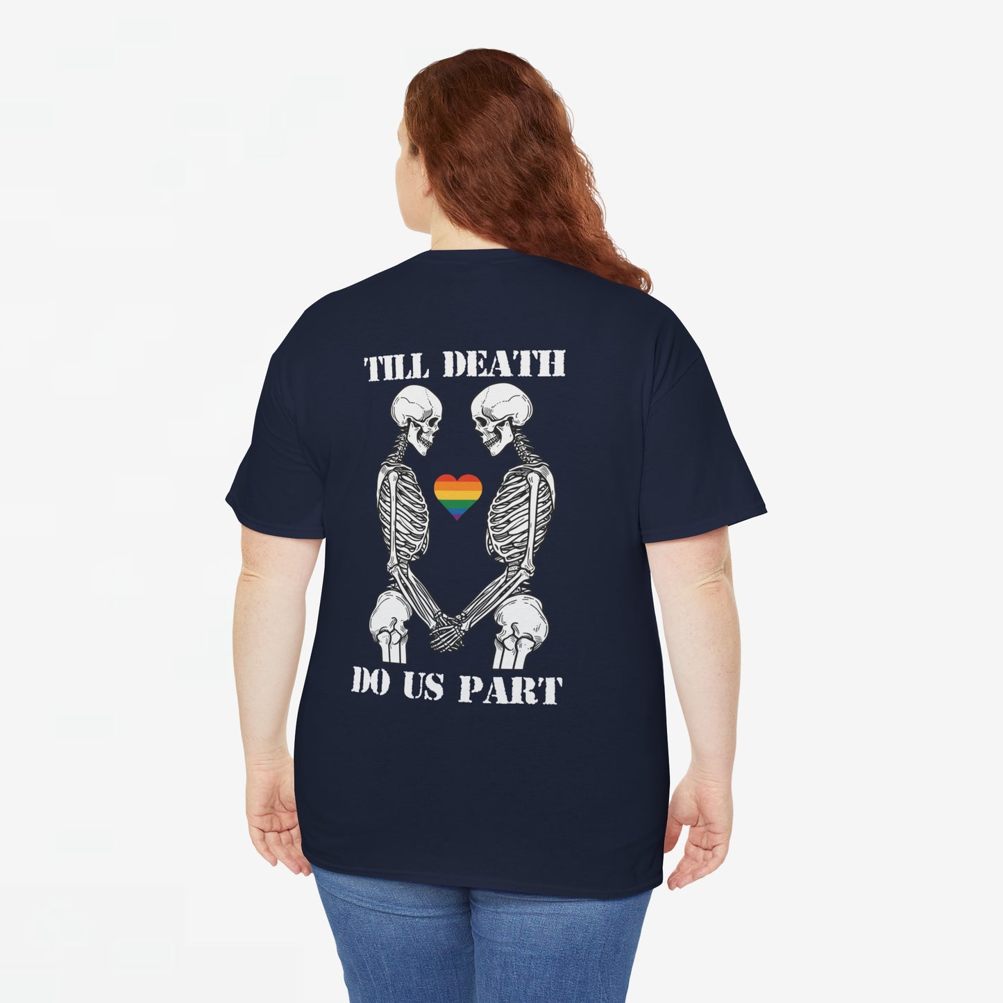 Gay Pride T-shirt - Skelet Echtpaar Till Death Do Us Part - Back Print - Oversized #74