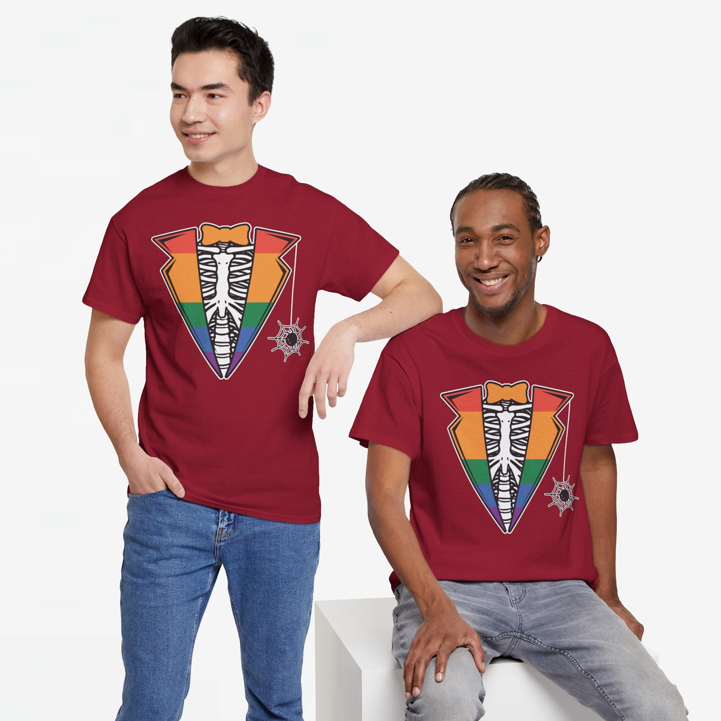 Gay Pride T-shirt - Skelet Regenboog Suit - Oversized #72