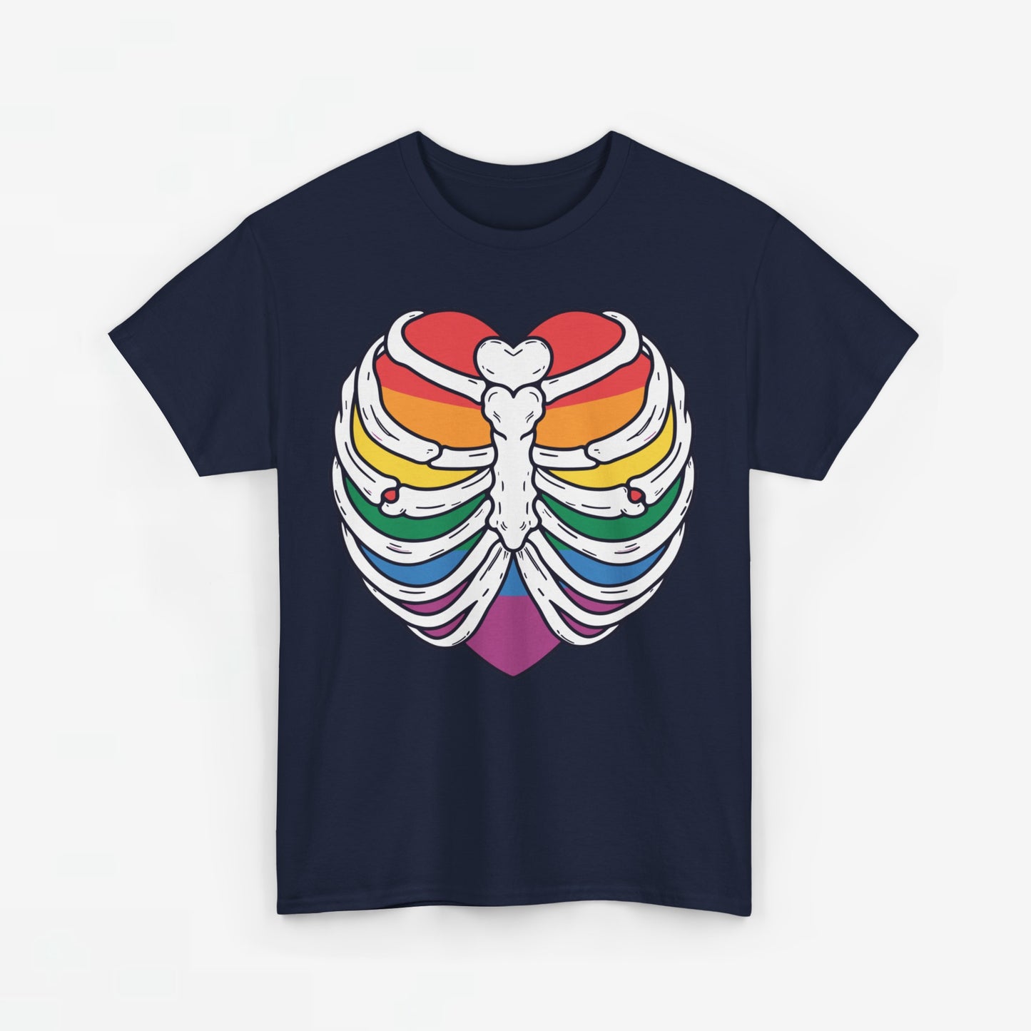 Gay Pride T-shirt - Skelet Regenbooghart - Oversized #67