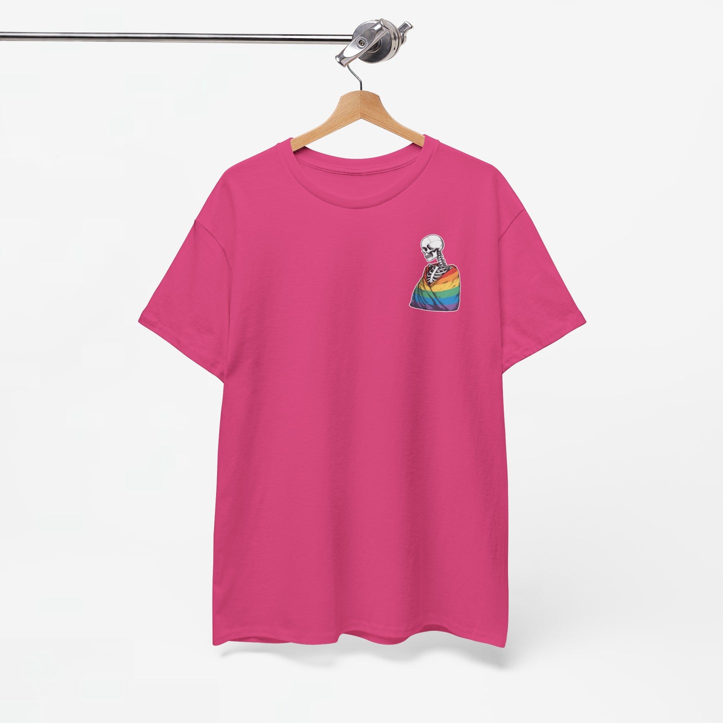 Gay Pride T-shirt - Skelet Regenboog Pride Vlag - Back Print - Oversized #76