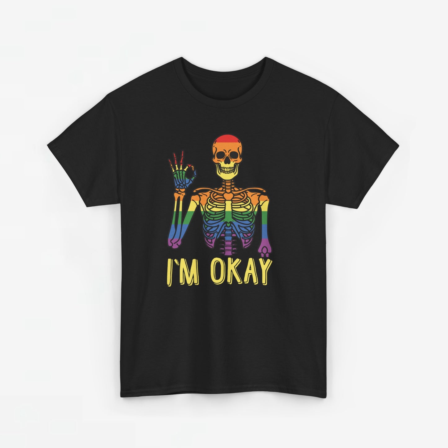 Gay Pride T-shirt - Skelet I'm Okay - Oversized #69