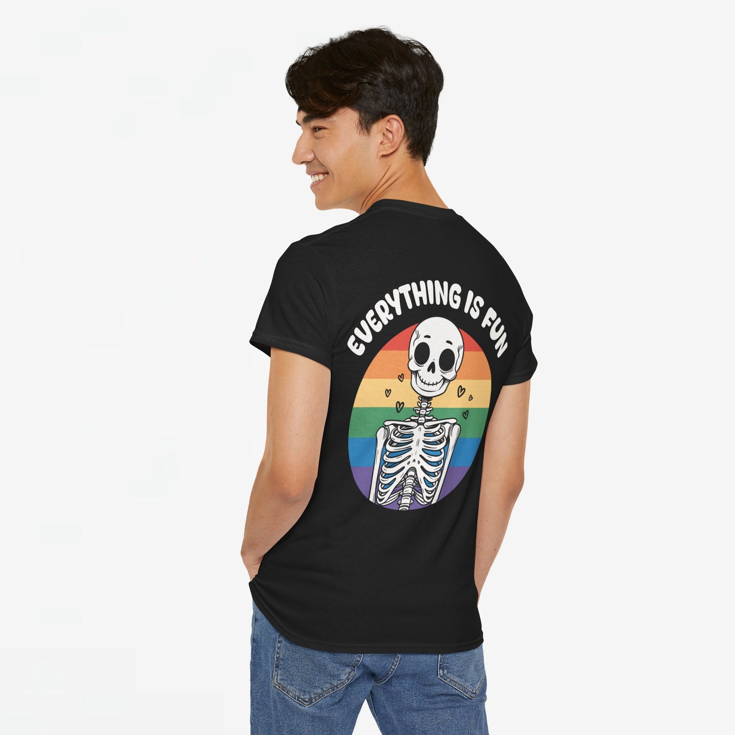 Gay Pride T-shirt - Skelet Everything is Fun - Back Print - Oversized #66