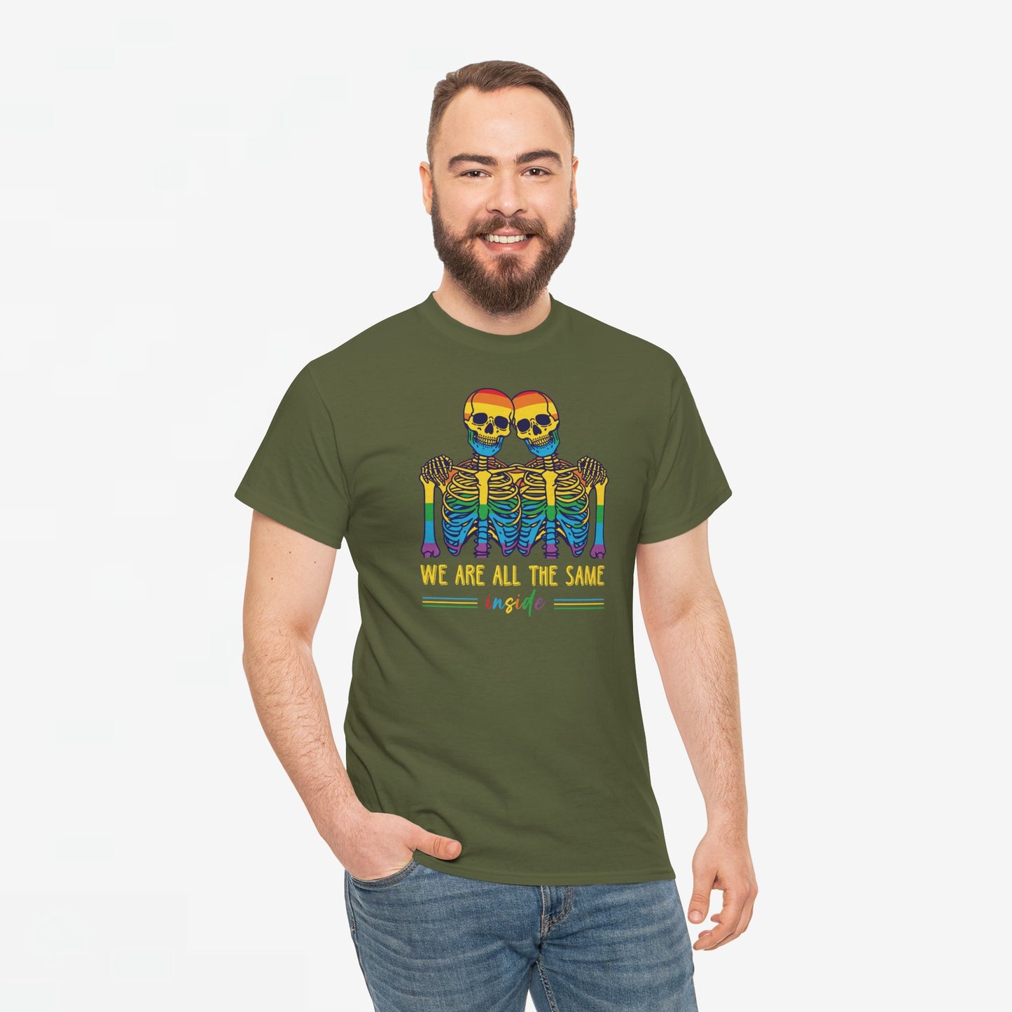 Gay Pride T-shirt - Skelet We Are All The Same - Oversized #79