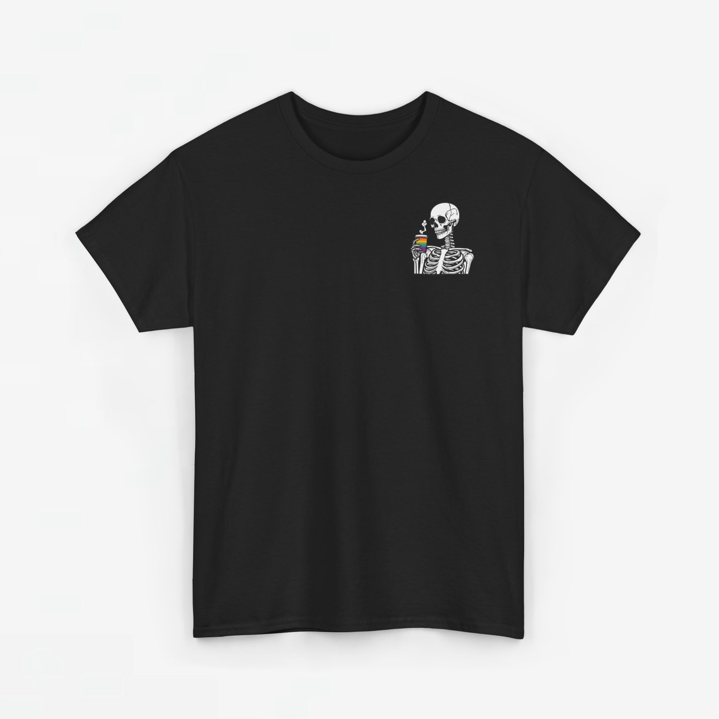 Gay Pride T-shirt - Skelet Regenboog Koffie - Oversized #73
