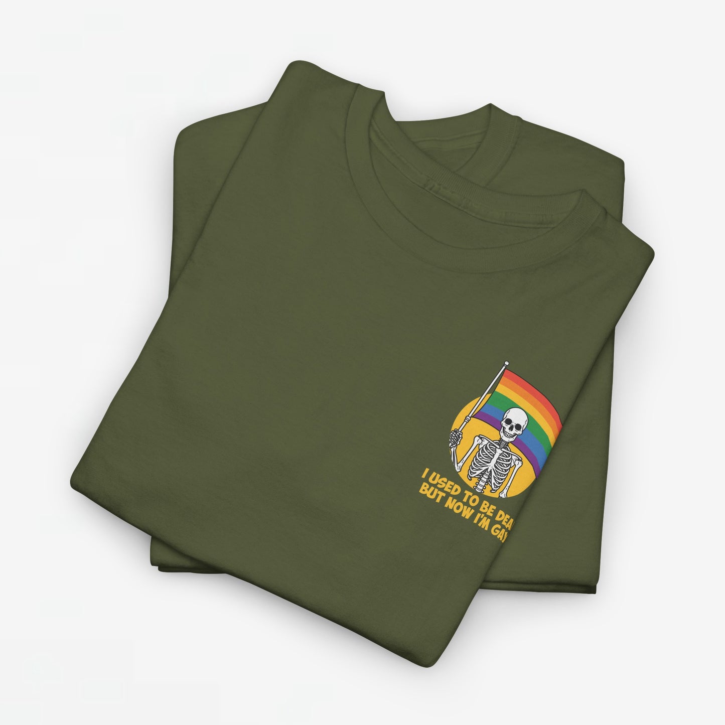 Gay Pride T-shirt - Skelet I used to be dead but now I'm Gay - Back Print - Oversized #78