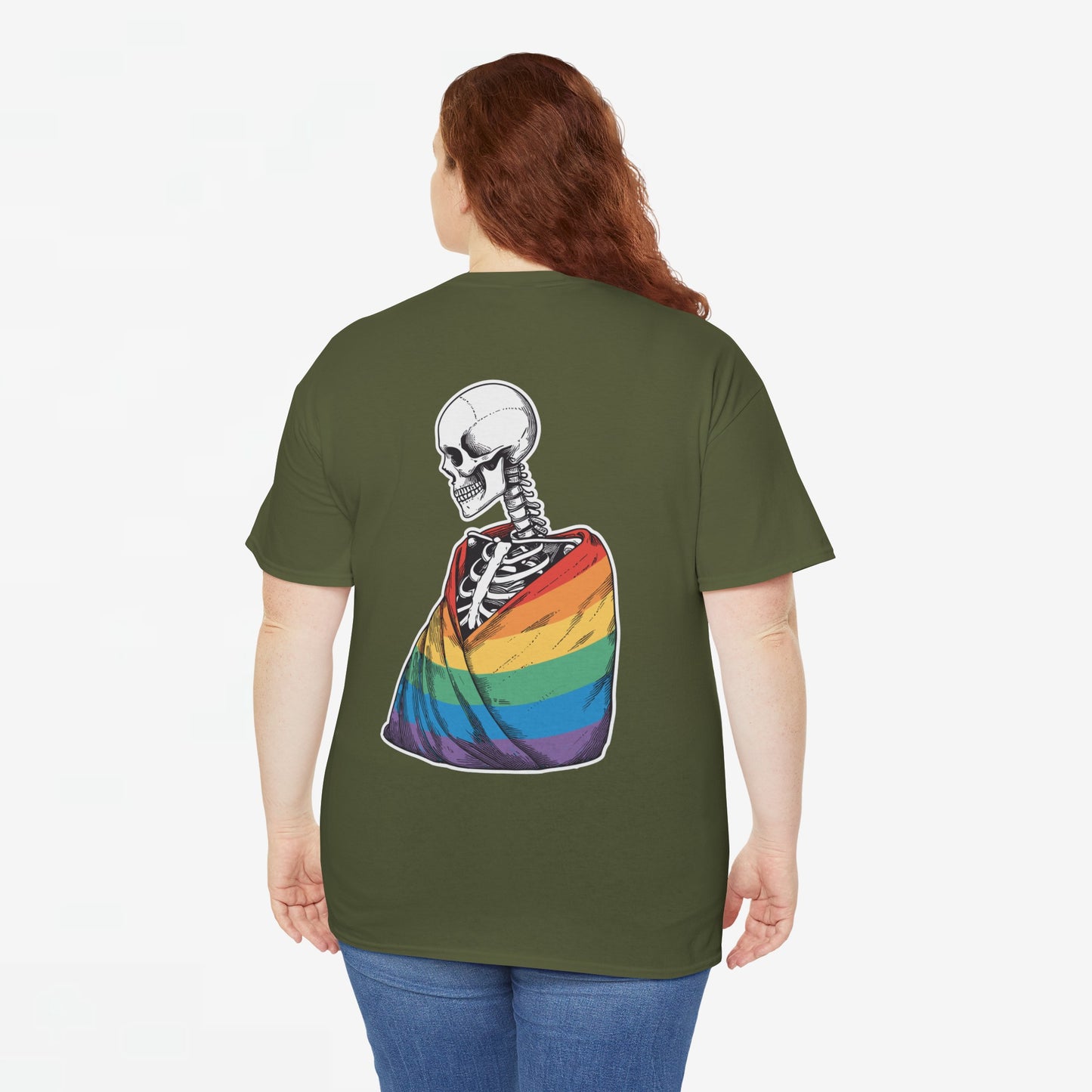 Gay Pride T-shirt - Skelet Regenboog Pride Vlag - Back Print - Oversized #76