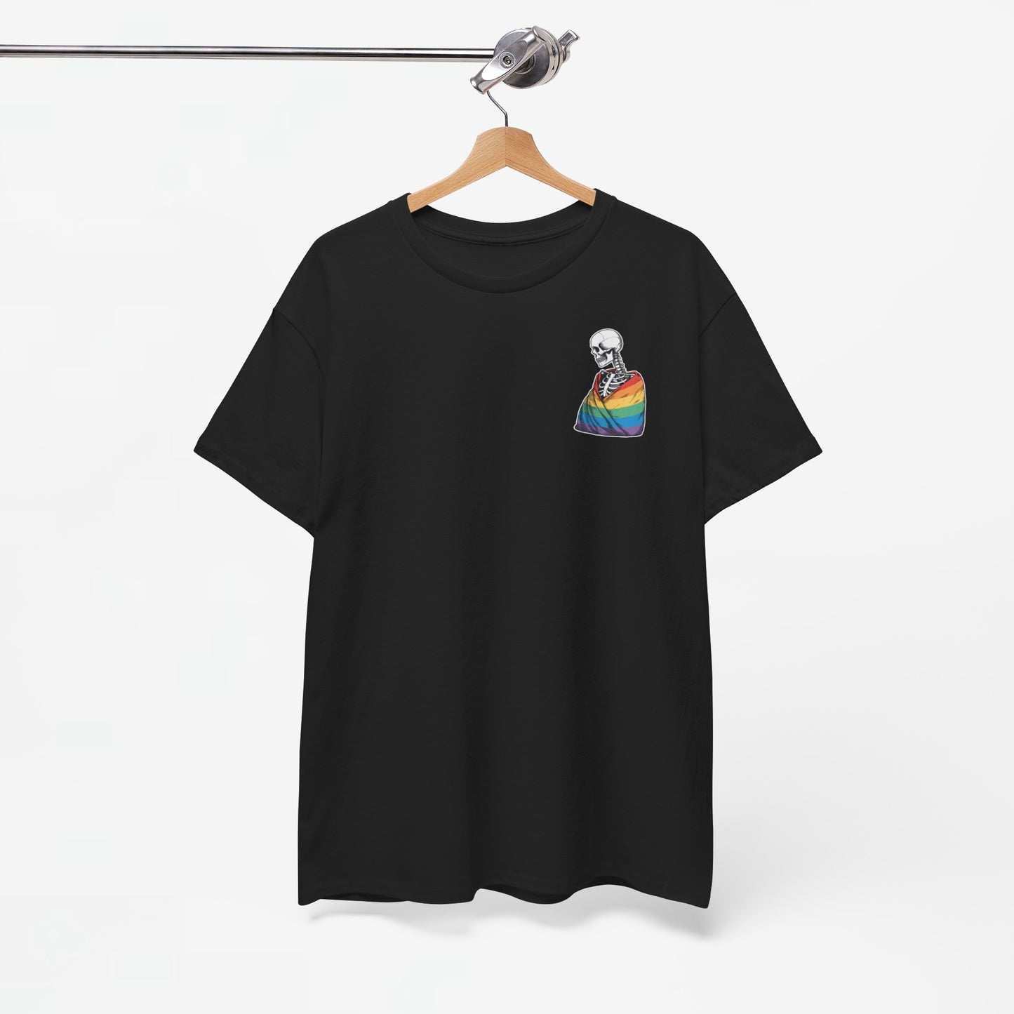 Gay Pride T-shirt - Skelet Regenboog Pride Vlag - Back Print - Oversized #76