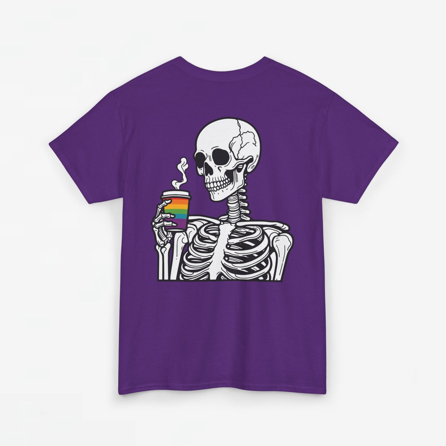 Gay Pride T-shirt - Skelet Regenboog Koffie - Oversized #73