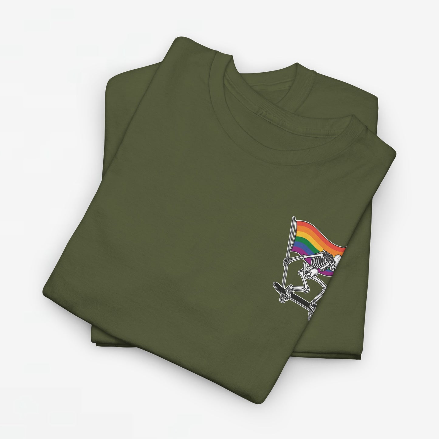 Gay Pride T-shirt - Skelet Pride Regenboog Flag - Back Print - Oversized #71