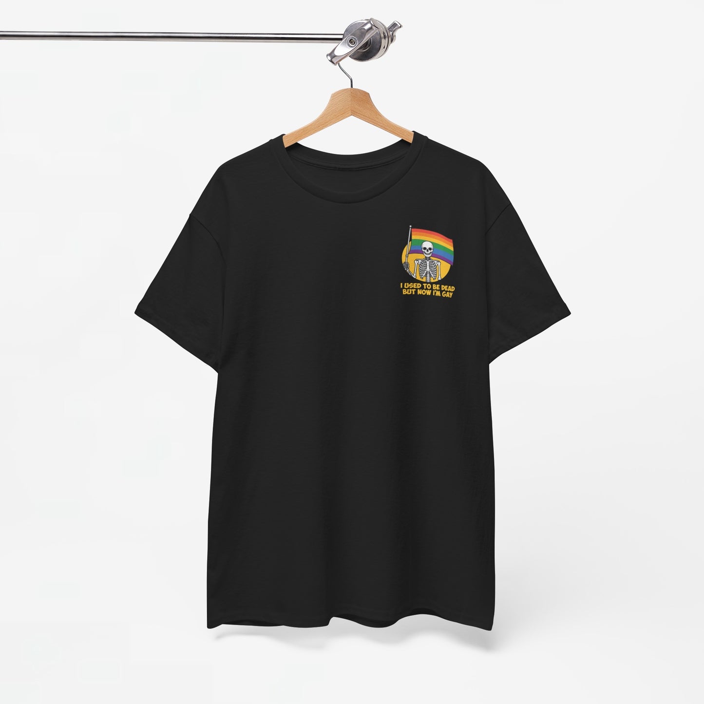Gay Pride T-shirt - Skelet I used to be dead but now I'm Gay - Back Print - Oversized #78