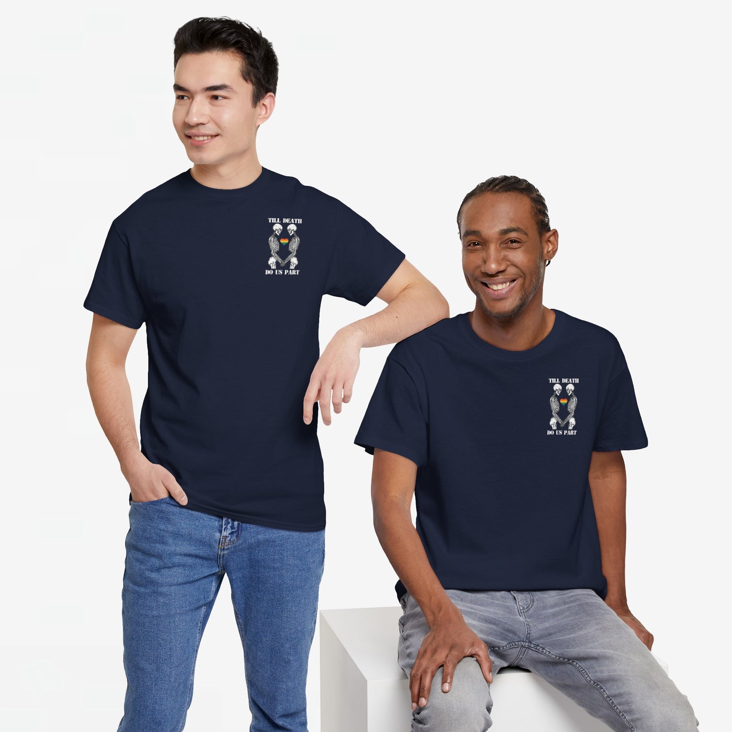Gay Pride T-shirt - Skelet Echtpaar Till Death Do Us Part - Back Print - Oversized #74