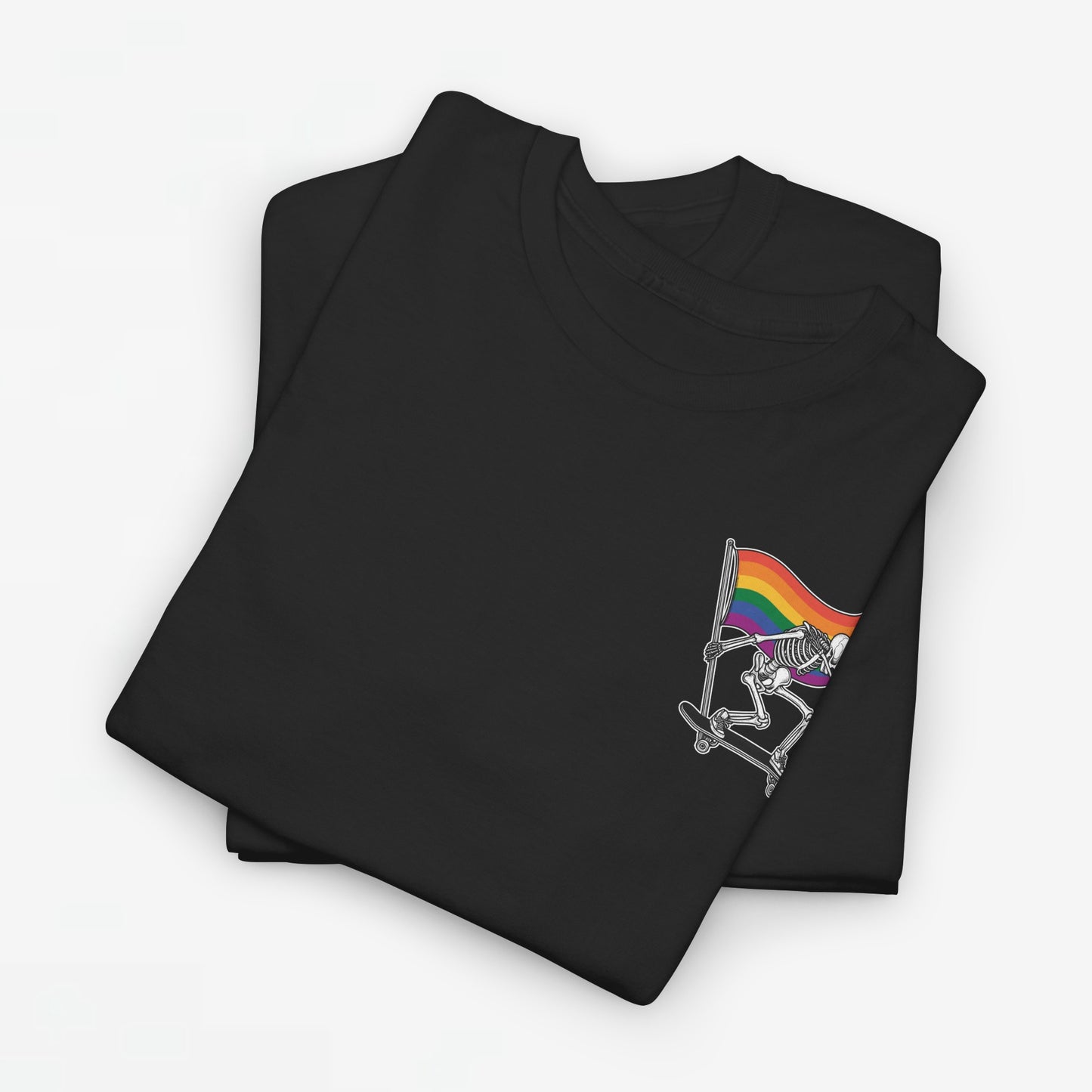 Gay Pride T-shirt - Skelet Pride Regenboog Flag - Back Print - Oversized #71