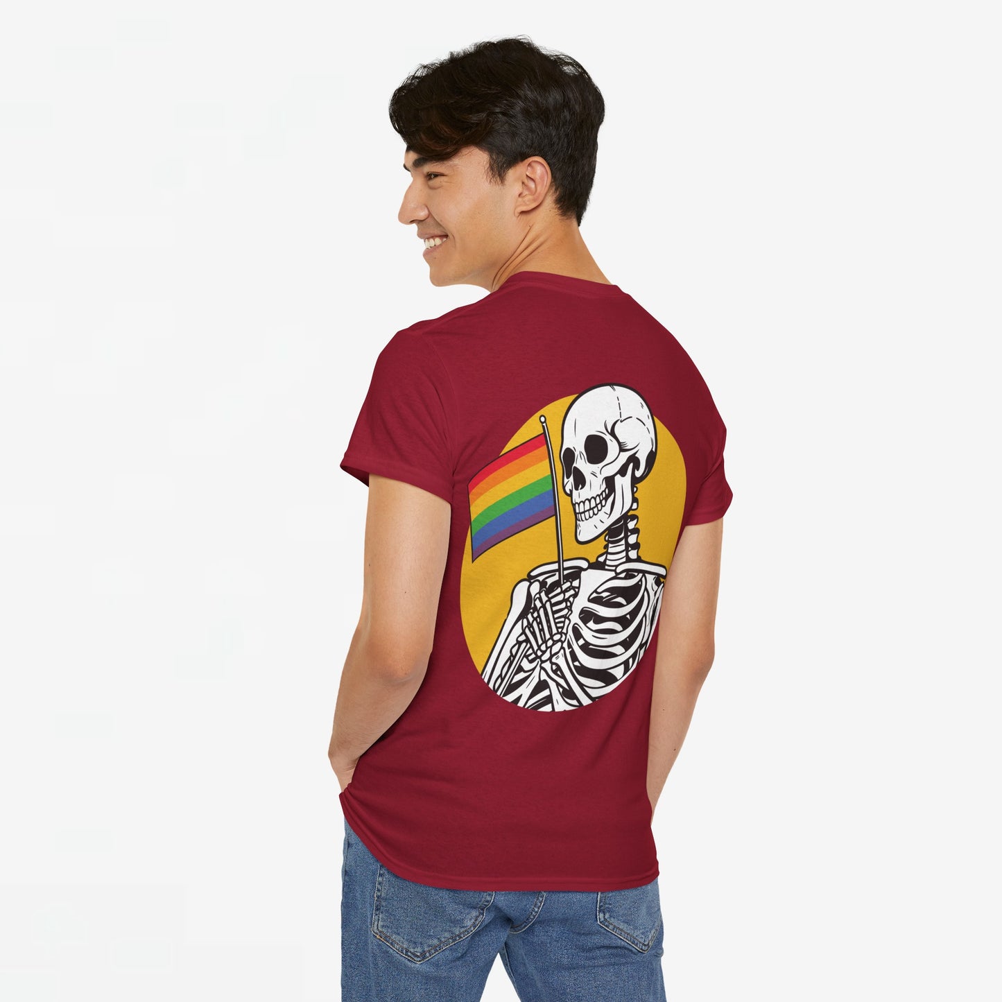 Gay Pride T-shirt - Skelet Pride Vlag - Back Print - Oversized #68