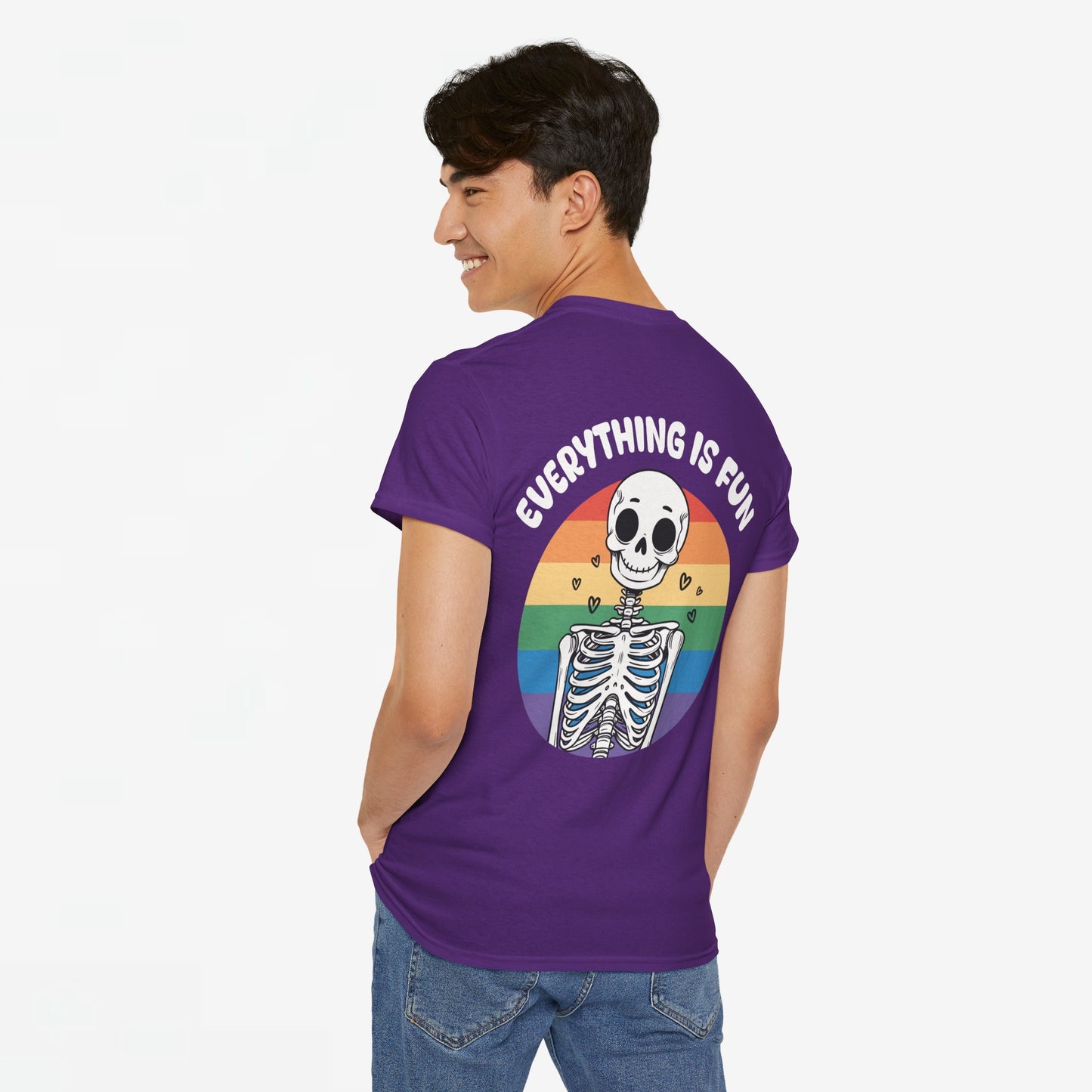 Gay Pride T-shirt - Skelet Everything is Fun - Back Print - Oversized #66