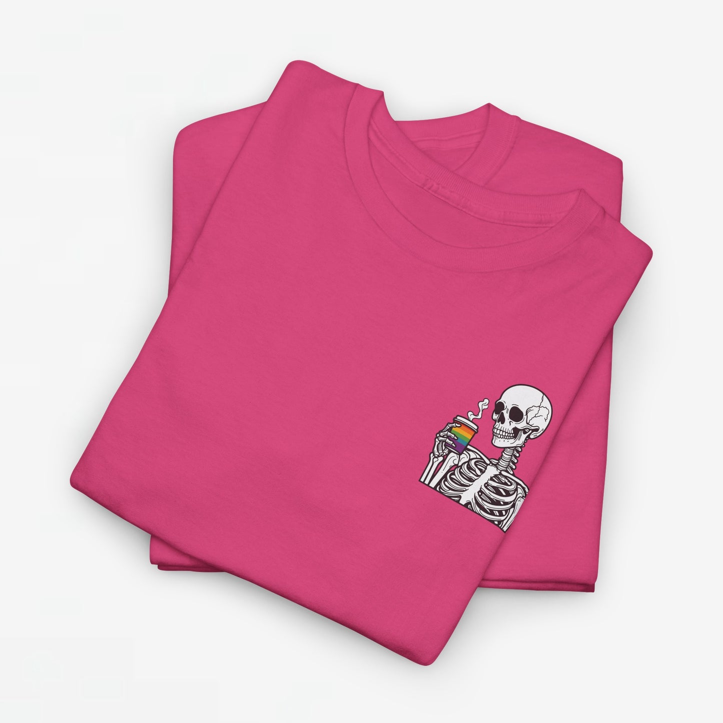 Gay Pride T-shirt - Skelet Regenboog Koffie - Oversized #73