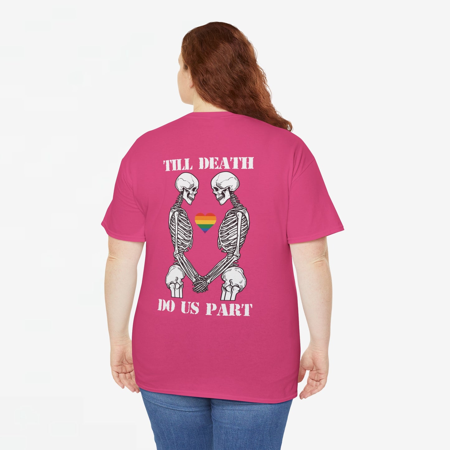 Gay Pride T-shirt - Skelet Echtpaar Till Death Do Us Part - Back Print - Oversized #74