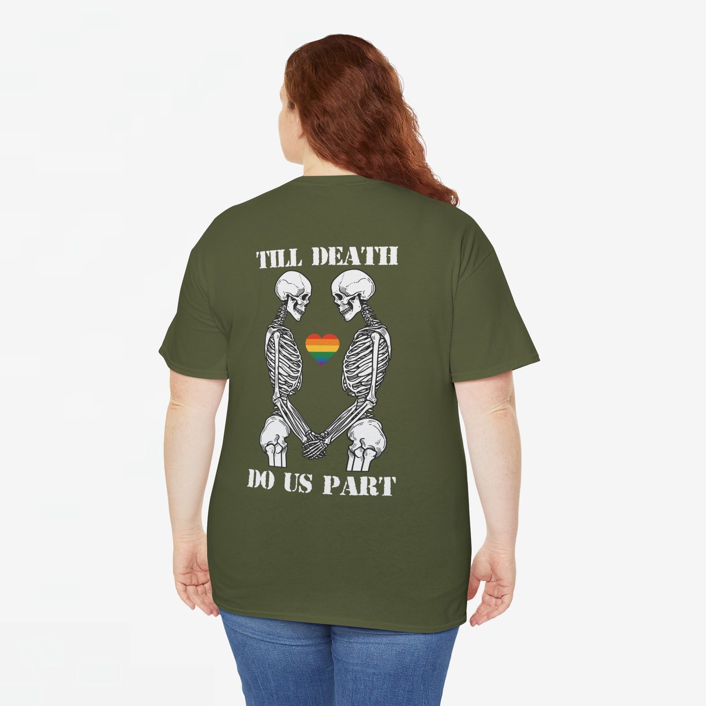 Gay Pride T-shirt - Skelet Echtpaar Till Death Do Us Part - Back Print - Oversized #74