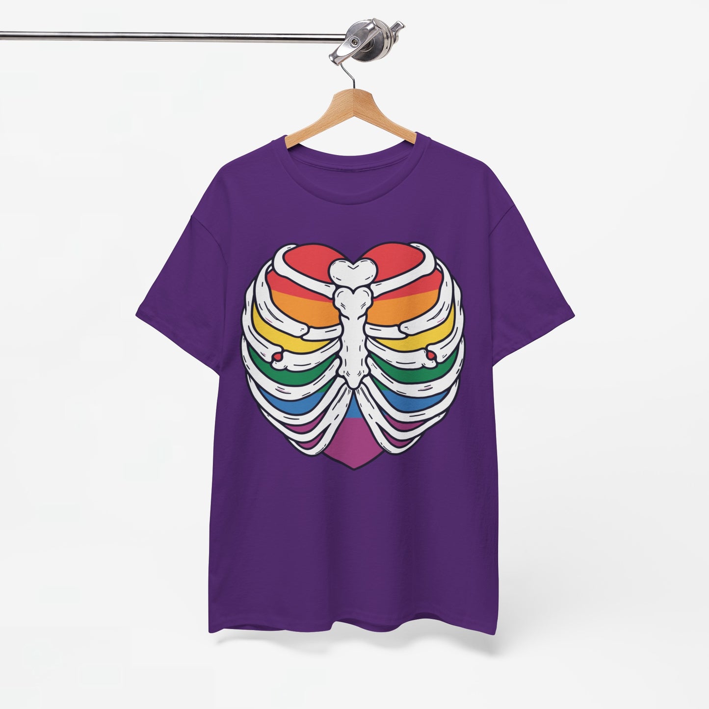 Gay Pride T-shirt - Skelet Regenbooghart - Oversized #67
