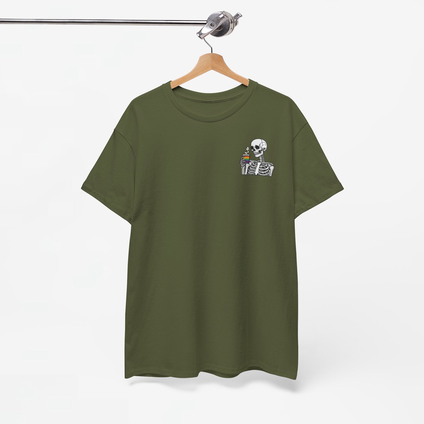 Gay Pride T-shirt - Skelet Regenboog Koffie - Oversized #73