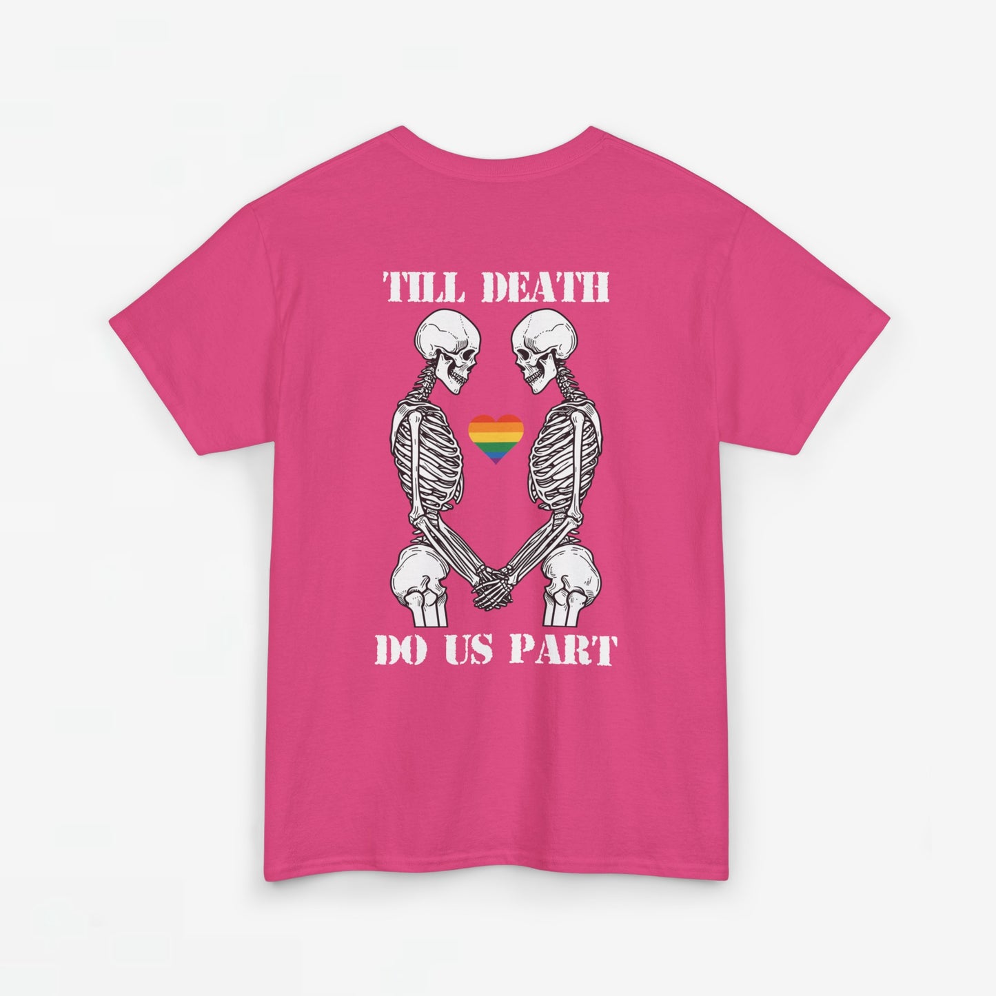 Gay Pride T-shirt - Skelet Echtpaar Till Death Do Us Part - Back Print - Oversized #74