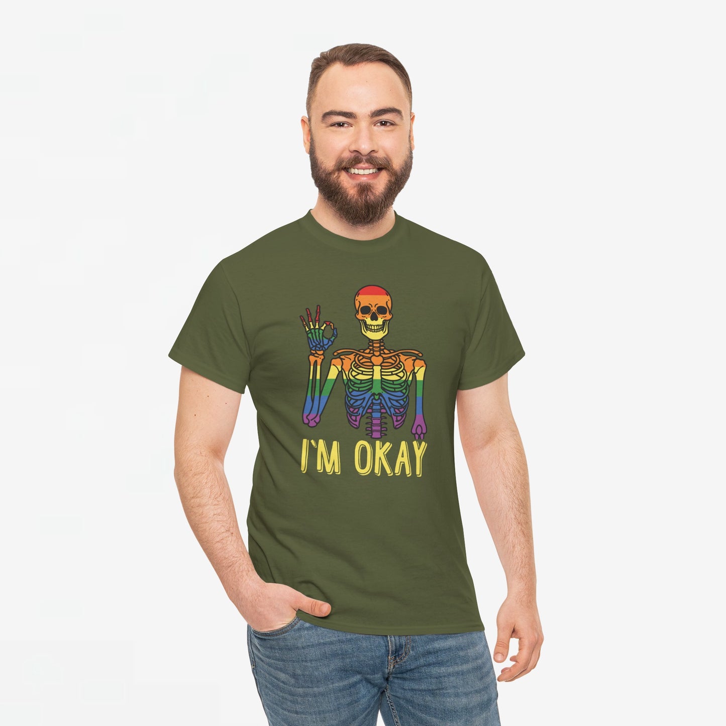 Gay Pride T-shirt - Skelet I'm Okay - Oversized #69