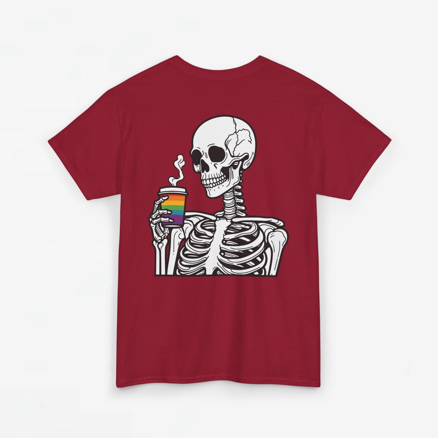 Gay Pride T-shirt - Skelet Regenboog Koffie - Oversized #73