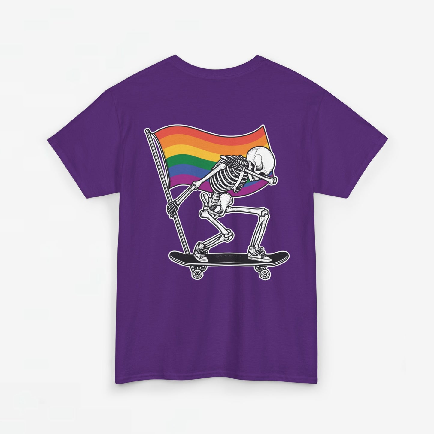 Gay Pride T-shirt - Skelet Pride Regenboog Flag - Back Print - Oversized #71