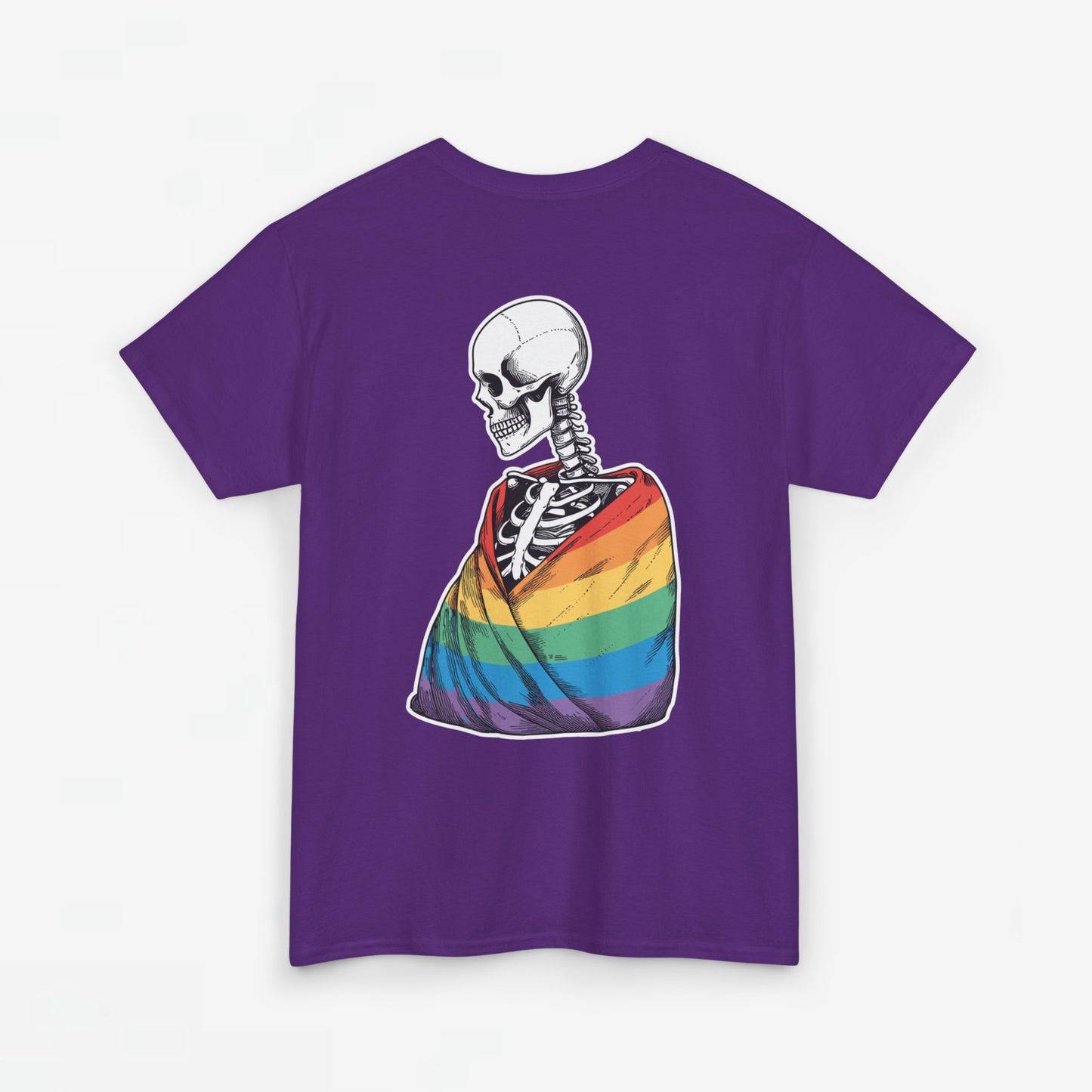 Gay Pride T-shirt - Skelet Regenboog Pride Vlag - Back Print - Oversized #76