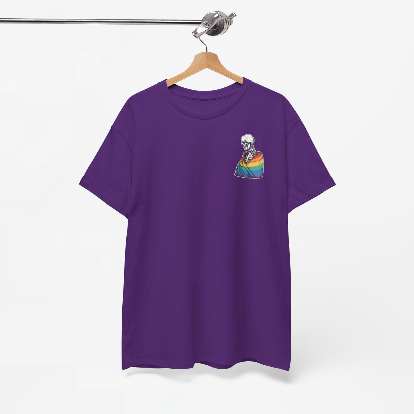 Gay Pride T-shirt - Skelet Regenboog Pride Vlag - Back Print - Oversized #76