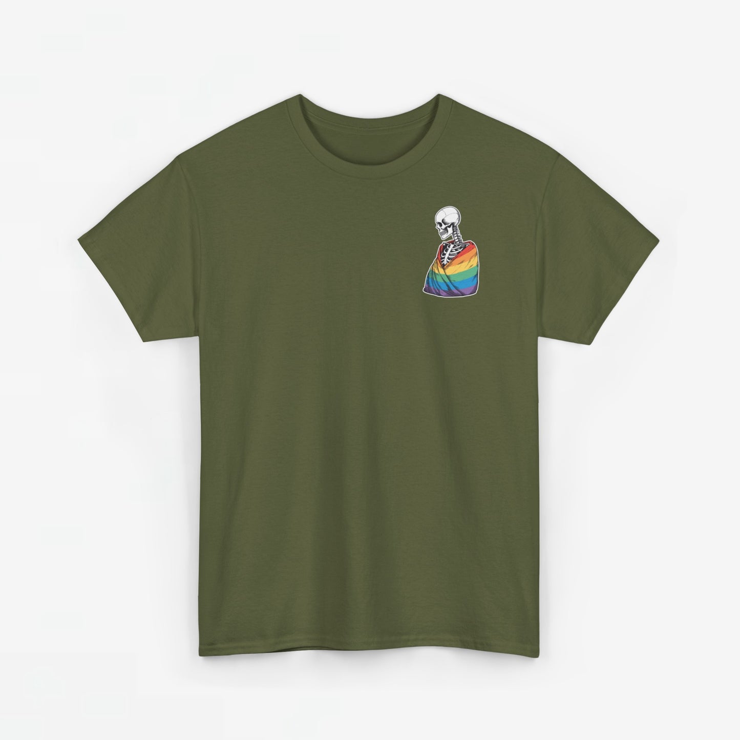 Gay Pride T-shirt - Skelet Regenboog Pride Vlag - Back Print - Oversized #76