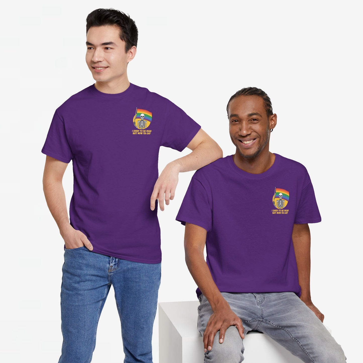 Gay Pride T-shirt - Skelet I used to be dead but now I'm Gay - Back Print - Oversized #78