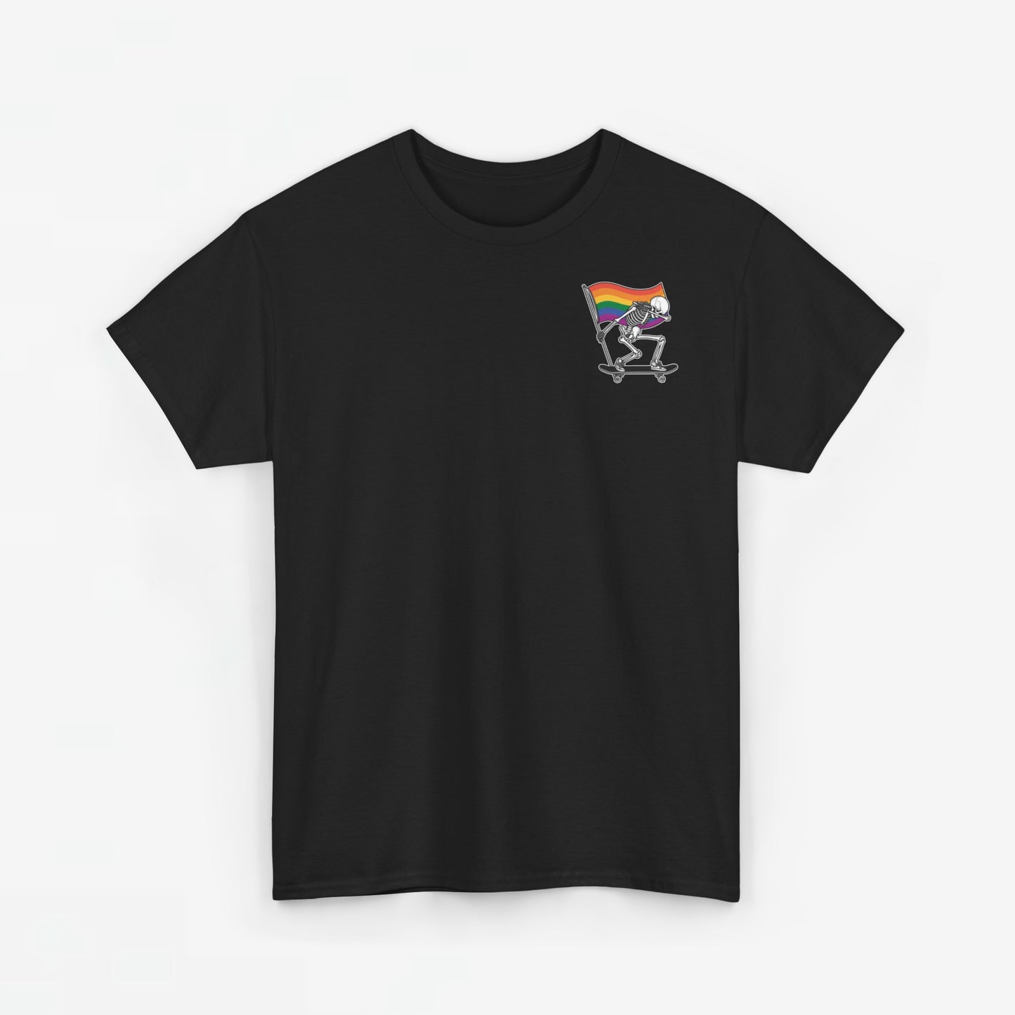 Gay Pride T-shirt - Skelet Pride Regenboog Flag - Back Print - Oversized #71