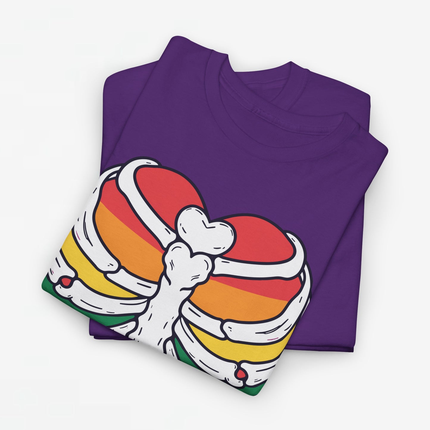 Gay Pride T-shirt - Skelet Regenbooghart - Oversized #67