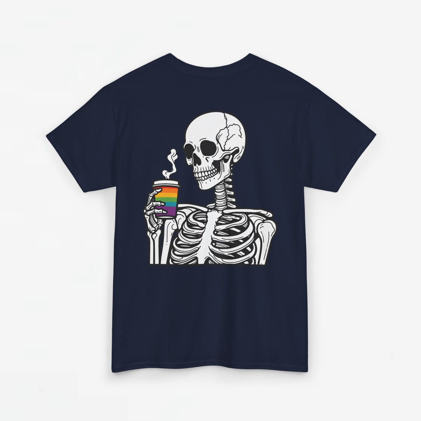 Gay Pride T-shirt - Skelet Regenboog Koffie - Oversized #73
