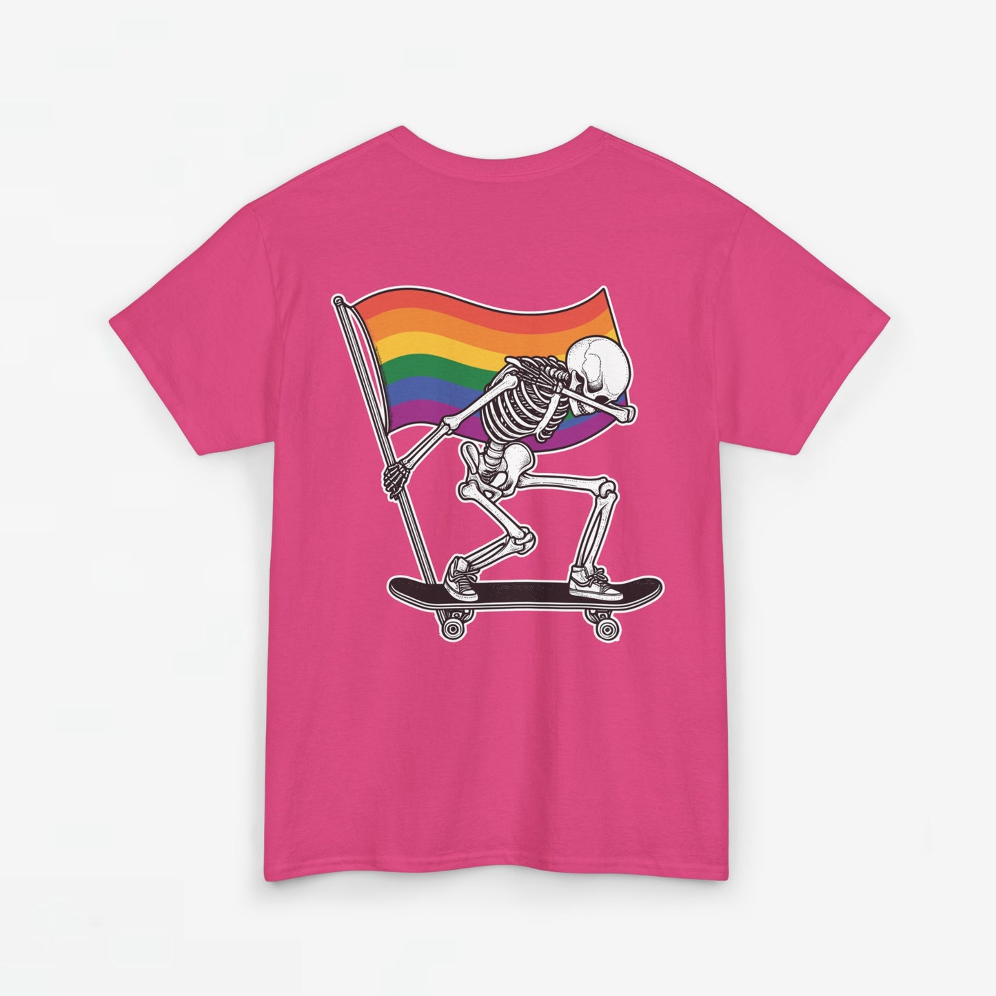 Gay Pride T-shirt - Skelet Pride Regenboog Flag - Back Print - Oversized #71