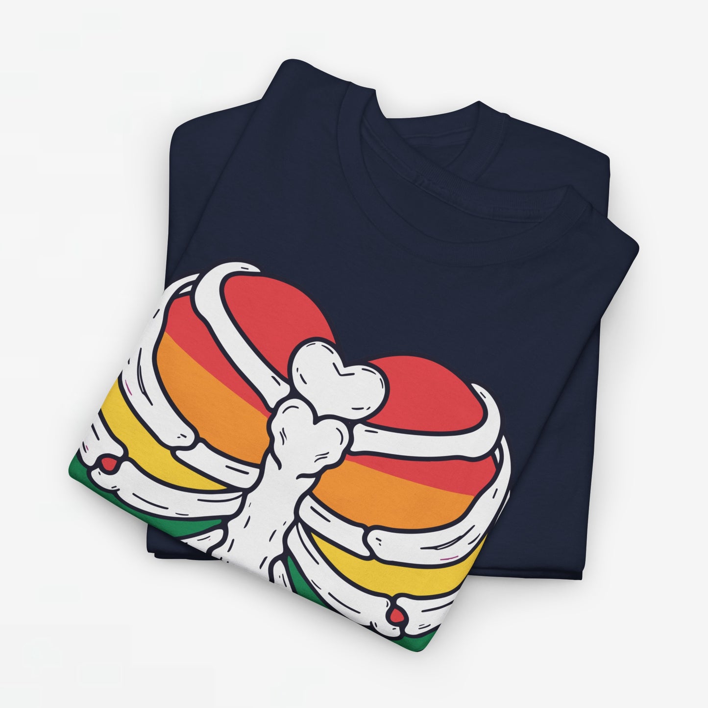 Gay Pride T-shirt - Skelet Regenbooghart - Oversized #67