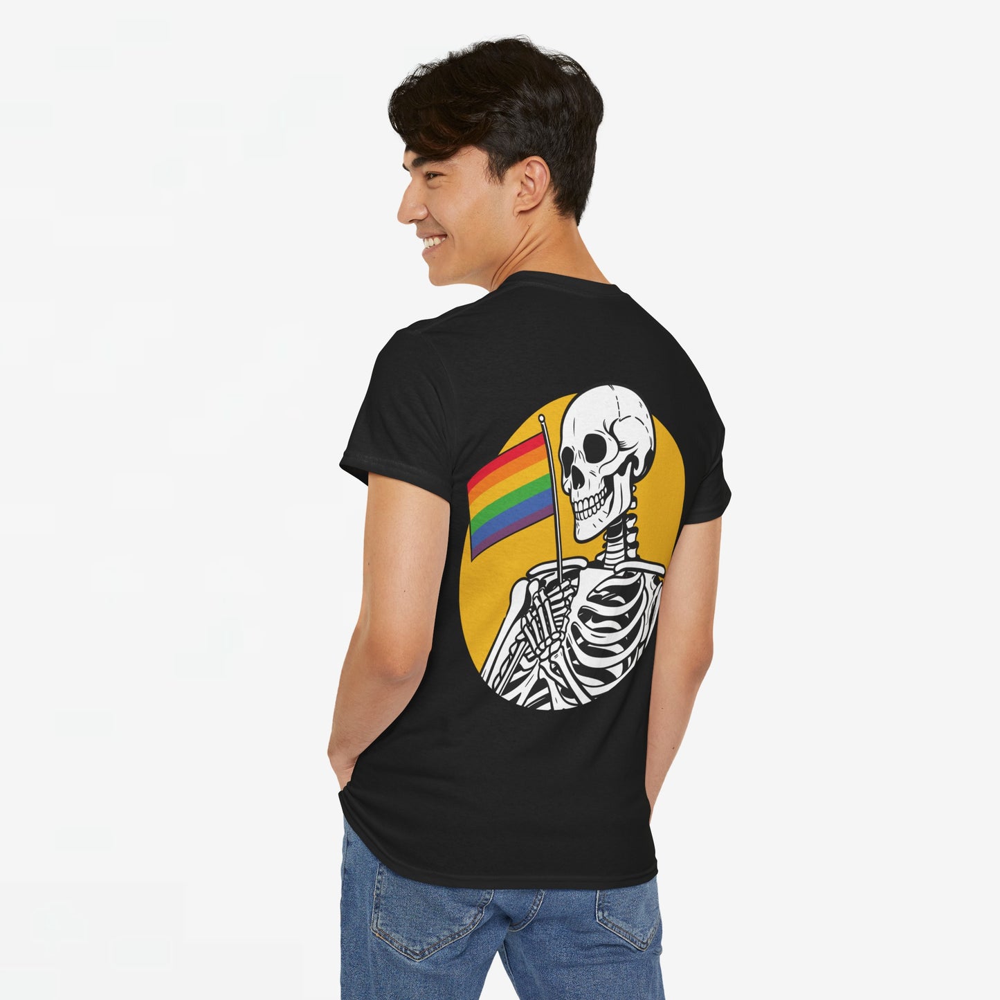 Gay Pride T-shirt - Skelet Pride Vlag - Back Print - Oversized #68