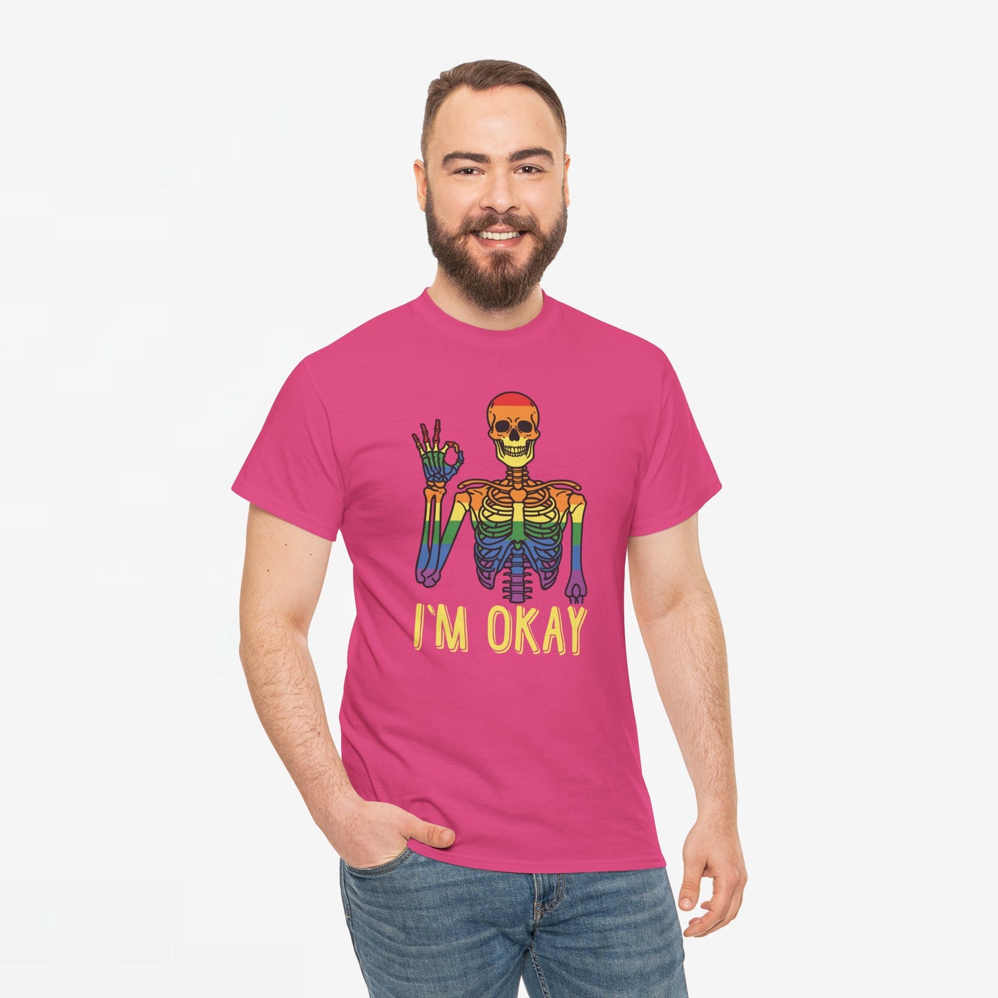 Gay Pride T-shirt - Skelet I'm Okay - Oversized #69
