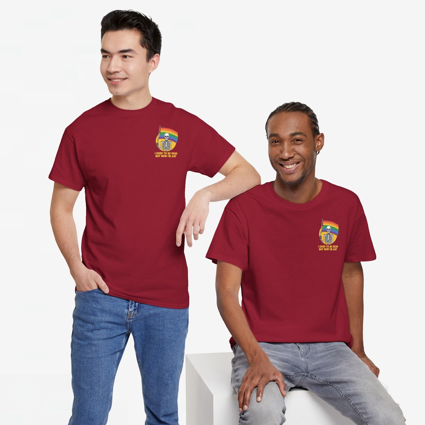 Gay Pride T-shirt - Skelet I used to be dead but now I'm Gay - Back Print - Oversized #78