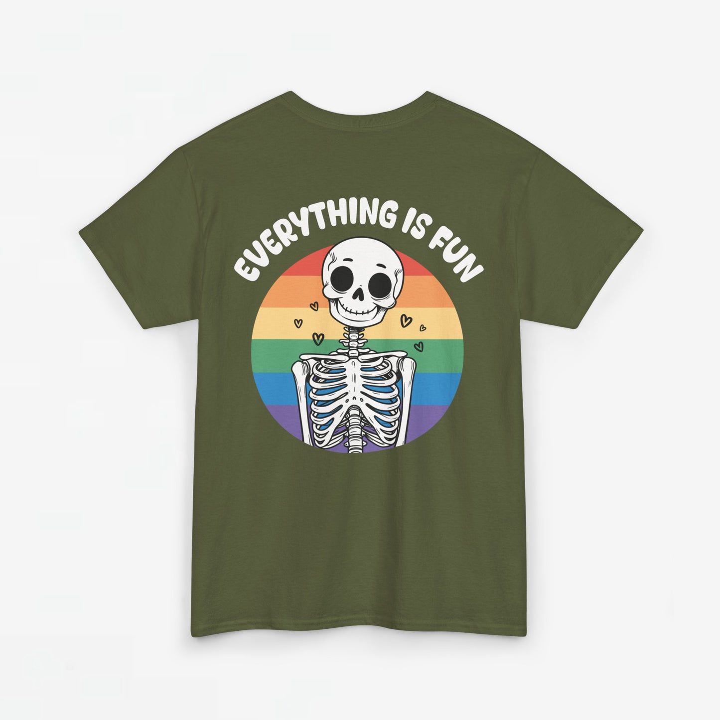 Gay Pride T-shirt - Skelet Everything is Fun - Back Print - Oversized #66