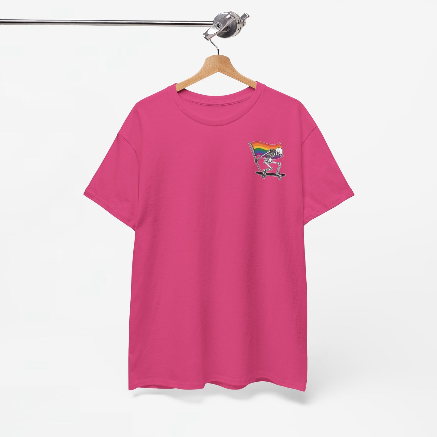 Gay Pride T-shirt - Skelet Pride Regenboog Flag - Back Print - Oversized #71