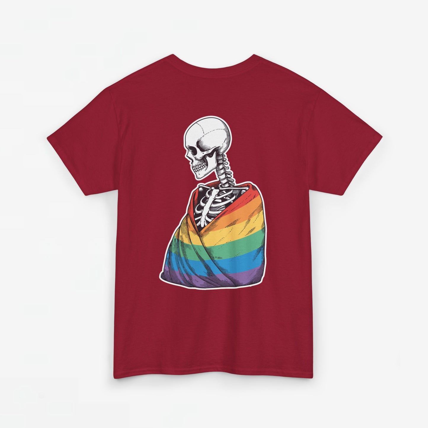 Gay Pride T-shirt - Skelet Regenboog Pride Vlag - Back Print - Oversized #76