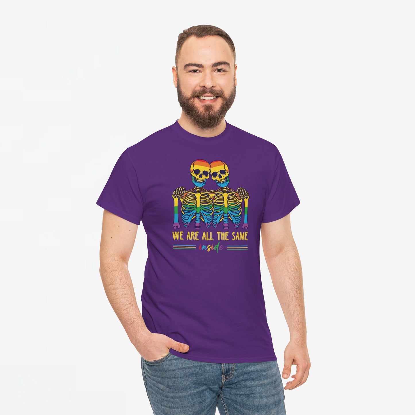 Gay Pride T-shirt - Skelet We Are All The Same - Oversized #79