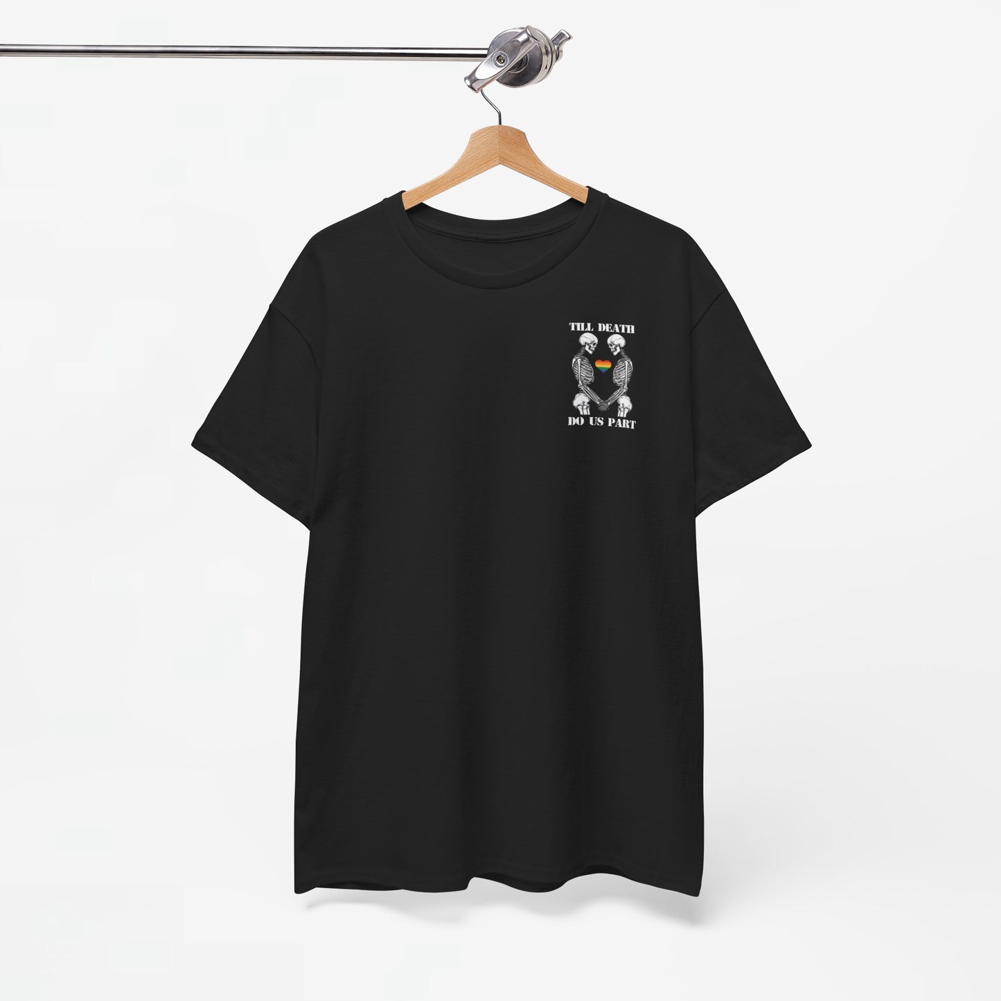 Gay Pride T-shirt - Skelet Echtpaar Till Death Do Us Part - Back Print - Oversized #74