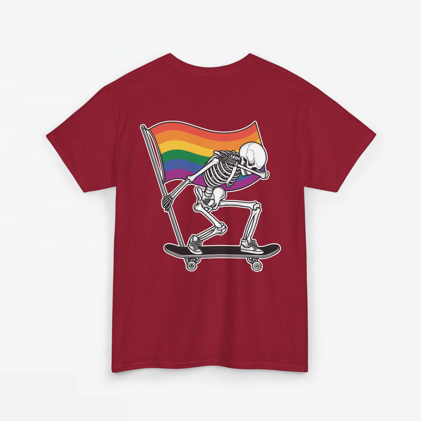Gay Pride T-shirt - Skelet Pride Regenboog Flag - Back Print - Oversized #71